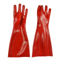 Red PVC coated gloves cotton linning 18''