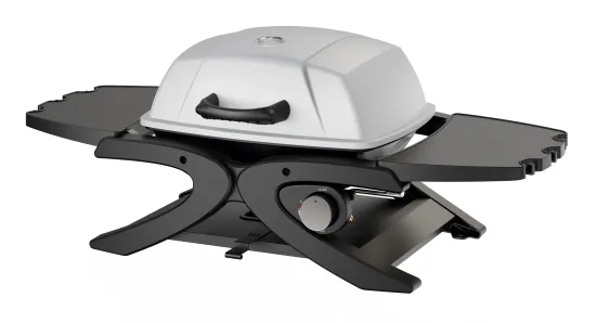 1-Burner Portable Propane Gas Grill with Side Shelf Dark Grey & Black