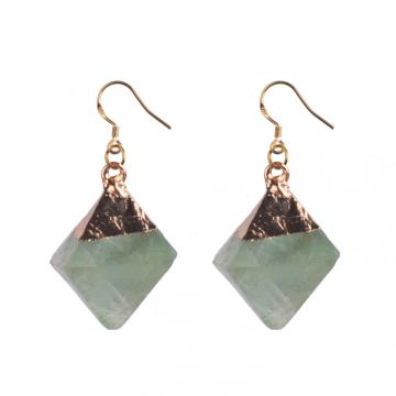 Amazing Natural Rainbow Raw Fluorite Dangling Earrings