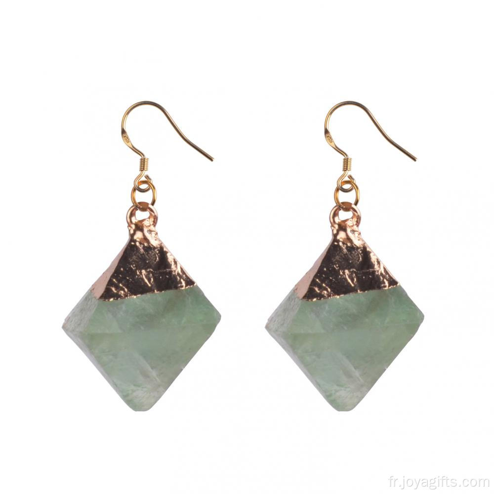 Incroyable arc-en-ciel naturel brut Fluorite boucles d’oreilles pendantes