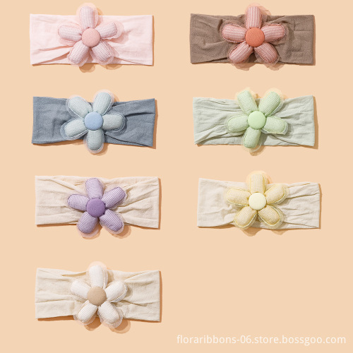 Cute Newborn Nylon Fontanel Headband: Elastic Flower Headband for Babies