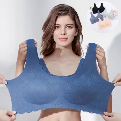 Wireless Plus Size Bra: Soft Padded, Non-Wire, Breathable Big Cup Bra for Ladies