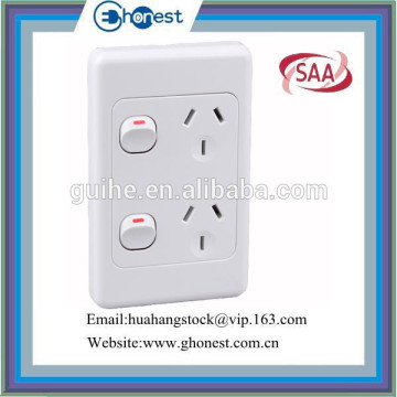 AS318-V SAA 10A vertical double powerpoint DP, double gang socket wall switch
