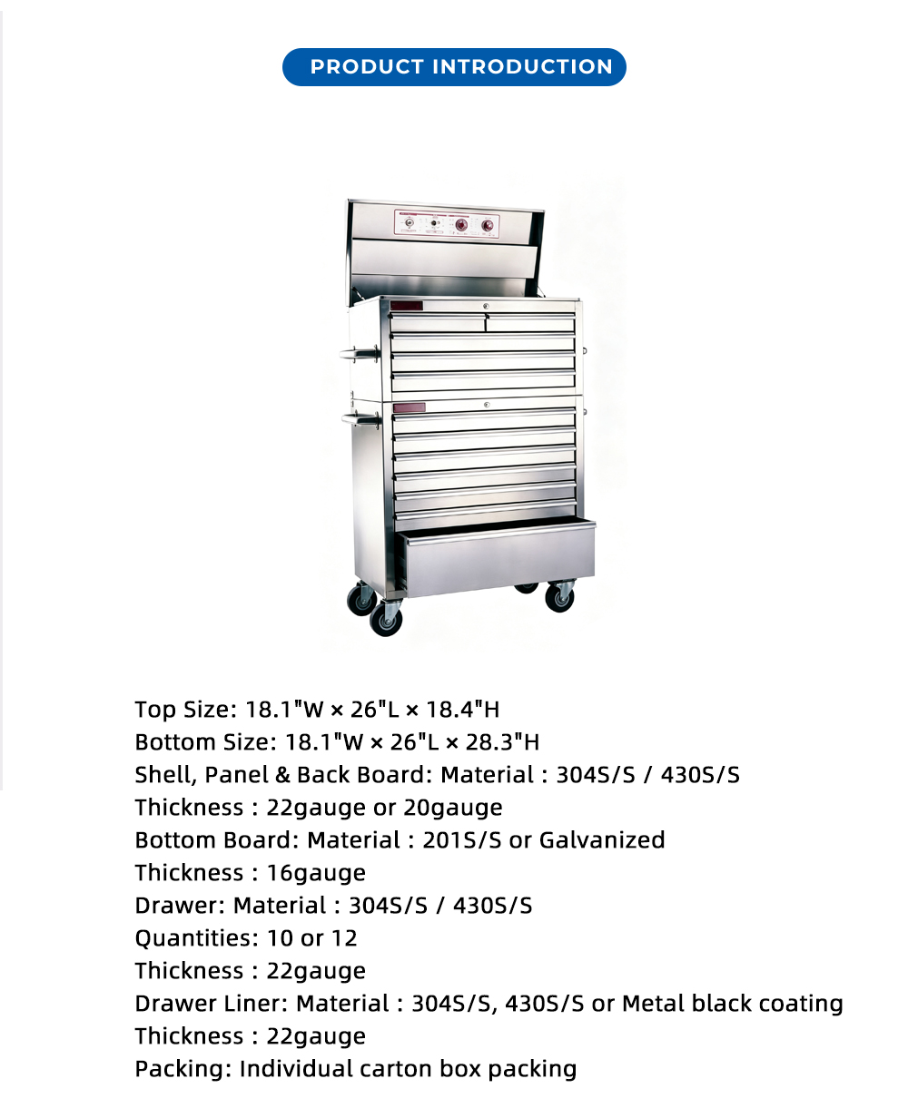 Stainless Rolling Tool Chest with Top Cabinet X