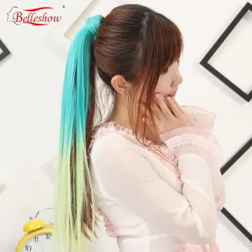 Hot sell Ombre long straight ponytail hair extension synthetic hair extension