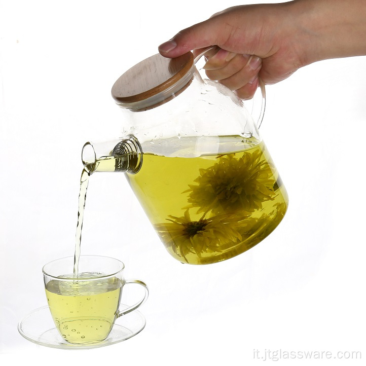 Alta vetro borosilicato Teiera in vetro con infusore