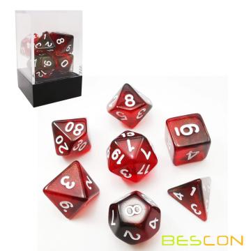 Bescon New Moonstone Dice Maroon, Polyhedral Dice Set of 7