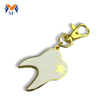 Metal teeth shape custom gold keychain