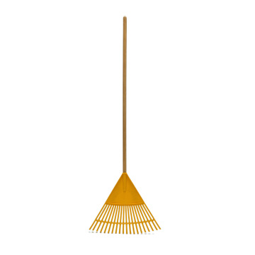 Plastic 22 Teeth High Impact Lawn Rake with Wooden Handle for Gardening