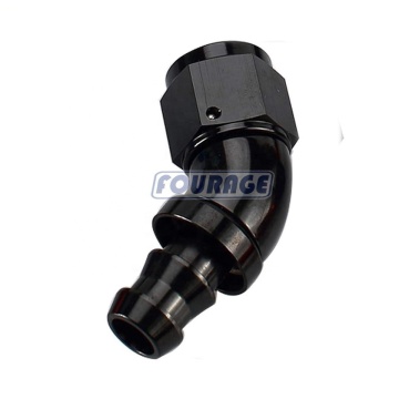 Auto Performance Aluminum Fittings: 45 Degree AN4 to AN12 Female to Push-On Hose Barb