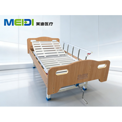 Economic Single Crank Hospital Bed for Clinic Home Care with MDF Board and Wheels