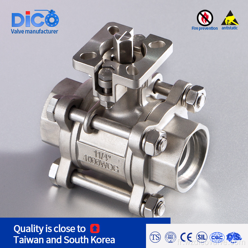 Wenzhou Sock Wouded ISO5211 Pad 3pc Ball Valve