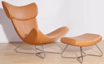 Leather Boconcept Imola lounge Chair and stool