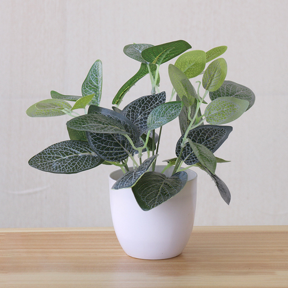Fresh Artificial Foliage Plant Potted Bonsai Wedding Party Mall Desktop Decor With Basin