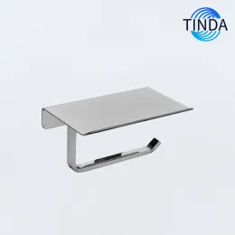 Polished Chrome Toilet Paper Holder with Shelf