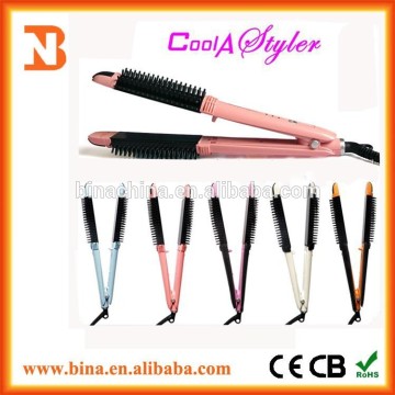 2015 New design 2in1 Hair Straightener and curler ceramic curling iron as seen on tv