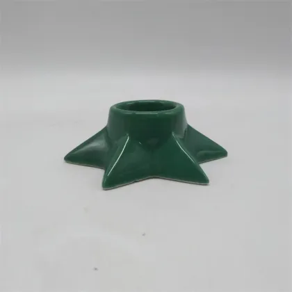 Green Star Shaped Ceramic Candle Holder