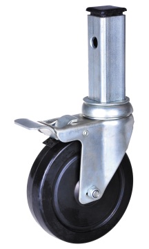 4 inch square stem caster with total brake