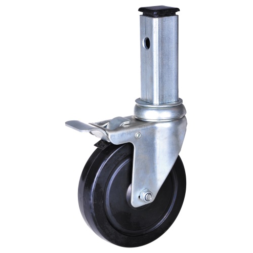 4 inch square stem caster with total brake