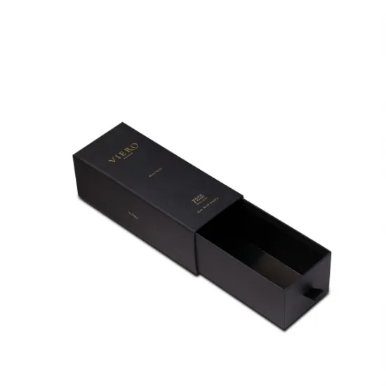 Matt Black Wine Paper Box With Ribbon Opener
