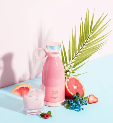 Portable 300ml Stainless Steel Blades Mini Juicer Blender for Travel Water Bottles