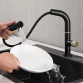 360 degree sensor pull-out black and gold faucet