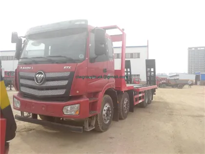 Foton 8x4 flatbed excavator transport truck