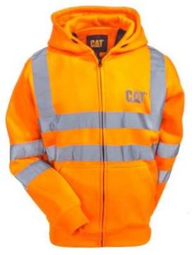 Hi Vis Orange Reflective Full-Zip Lined Sweatshirt