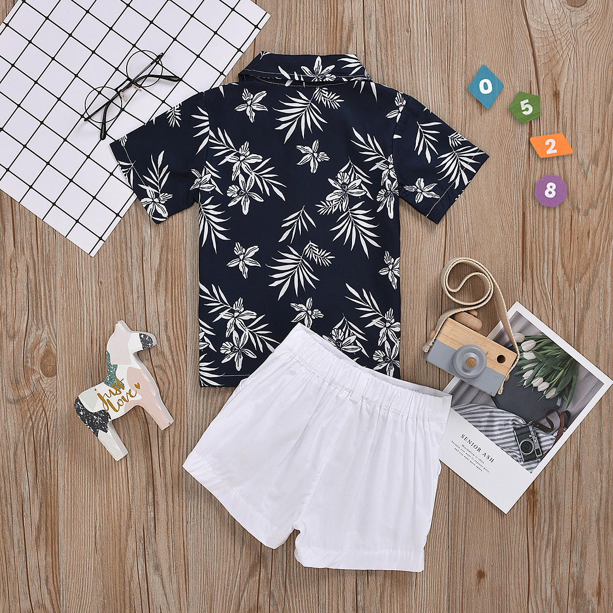 2020 Summer Infant Baby Boys Clothes Sets Print Short Sleeve Shirts Tops+Shorts Trousers Beach Sets