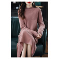 Lace half turtleneck knit dress for women