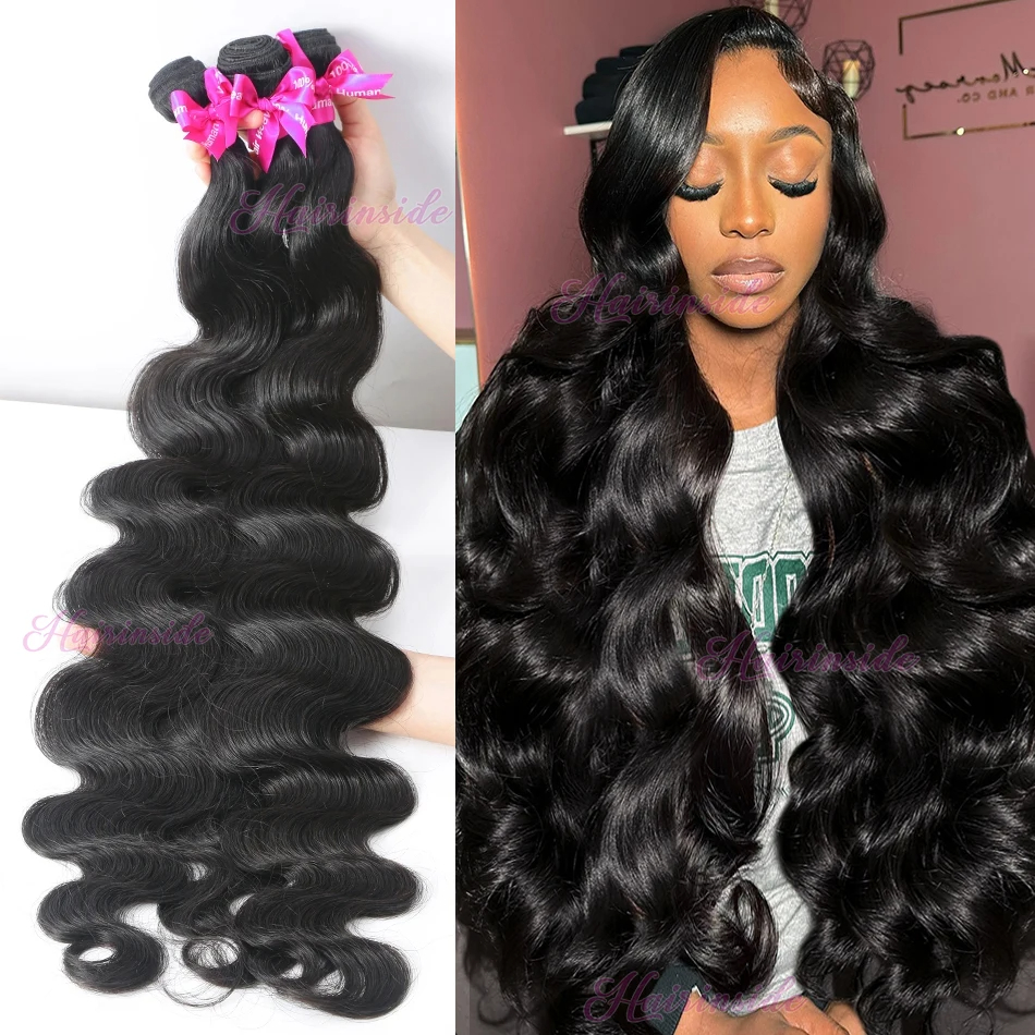 Indian Remy Body Body Wave 28 30 36 Inch Virgin crud Natrocesat 100% Păr Human Apă Extensii ondulate 1 3 4 pachete pentru femei