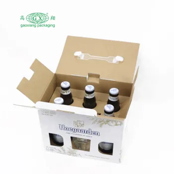 Custom Colorful Printing Cardboard 6 Bottle Wine Box with Handle