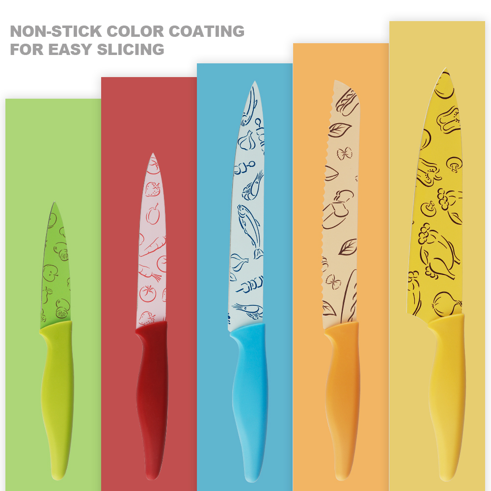 Colored Kitchen Knife Set with Acrylic Block