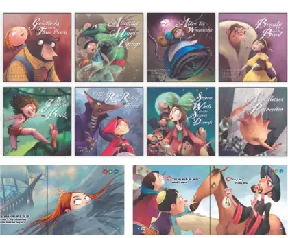 Interactive Grimm's Fairy Tales English Book Set with 5PCS Talking Oid Pen: An Easy-to-Operate Storytelling Machine