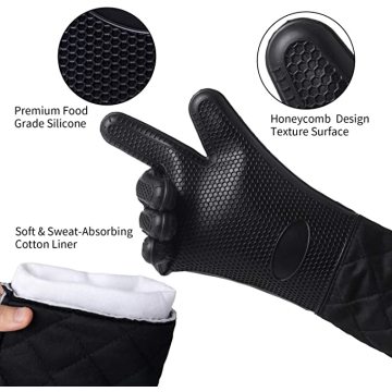 Heat Resistant Gloves BBQ Kitchen Silicone Oven Mitts