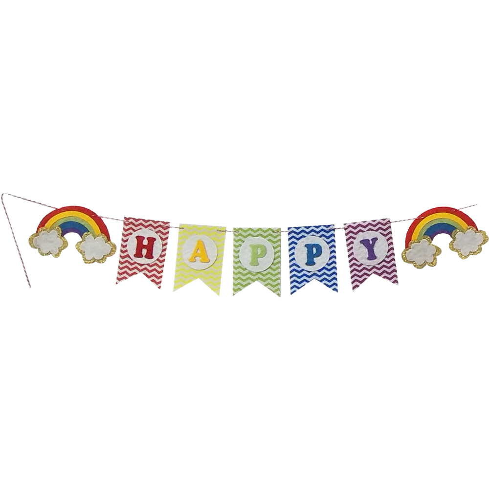 Felt rainbow happy birthday flag bunting