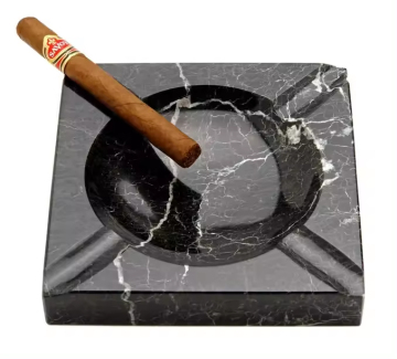 Luxury Black Marquina Ashtray: 100% Natural Marble Decorative Item for Home and Office