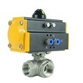 DKV Pneumatic 3 Way Ball Valve T Port BSP NPT Stainless Steel Female Thread Air Control Valve