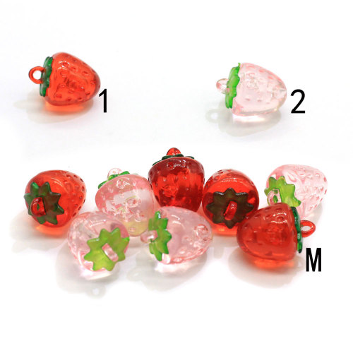 Acrílico rojo rosa artificial artesanía fresa cabujón cuentas Kawaii 3D fruta llavero DIY decoración colgante adorno accesorio