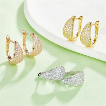Trendy 0,57CT VVS Moissanit 925 Sterling Silber Gold Plated Hoop Ohrringe für Hochzeiten