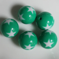 Fashion 20mm Large Chunky Round Star Print Resin Beads For Chunky DIY Jewelry Making