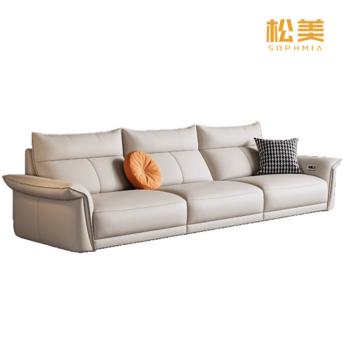 Роскошный кремово-белый кожаный диван с откидной спинкой Power