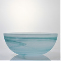 Green Colored Cloudy Frosted Thickened Glass Salad Bowl