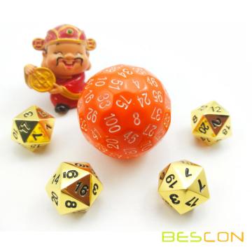 Bescon Polyhedral Dice 100 Dado de lados, D100 muere, Cubo de 100 lados, D100 Dado de juego, Cubo de 100 lados de color naranja