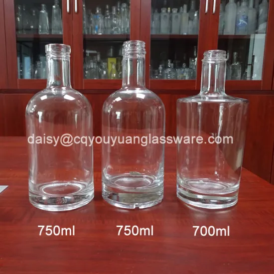 Classic round plain empty good quality vodka glass bottle 75cl
