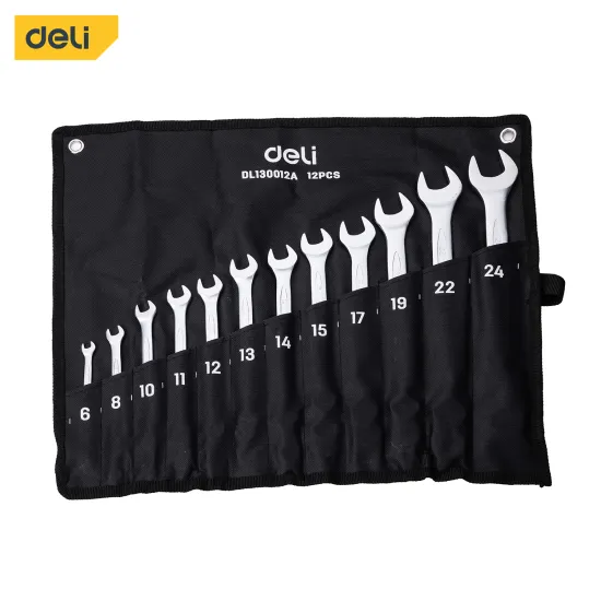 Deli EDL130012A tools open end spanner combination wrench set 12 PCS