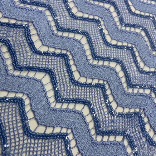 Optical Style ZigZag Sequin Embroidery Farbics