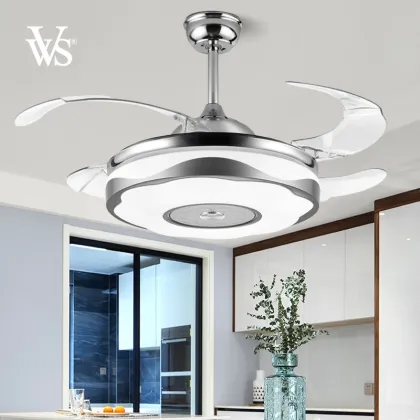 Golden Iron Round Restaurant Ceiling Fan with Pendant Lights