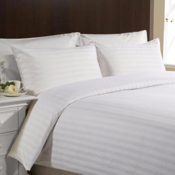 1800TC White Microfiber Stripe Duvet Cover Set