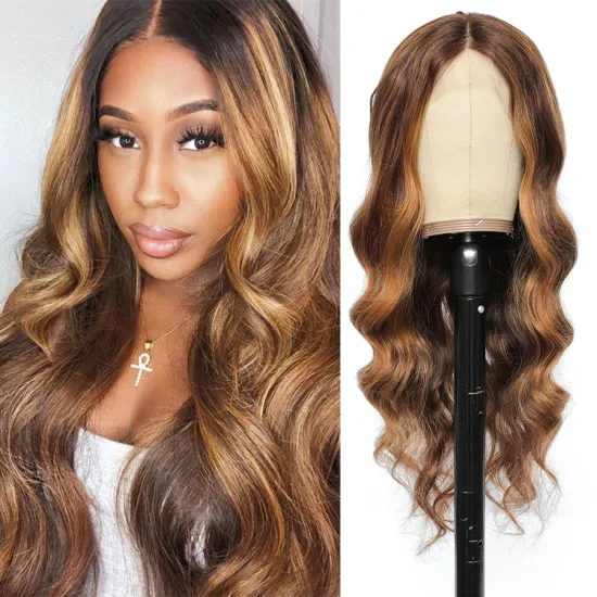 bleached blonde balayage human hair lace front wigs, #P4/27 highlight colored body wave lace closure wig